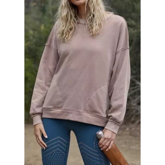 FP Free People Movement Women Oversized Metti Crewneck Sweatshirt Pink Sz Large - Picture 1 of 11